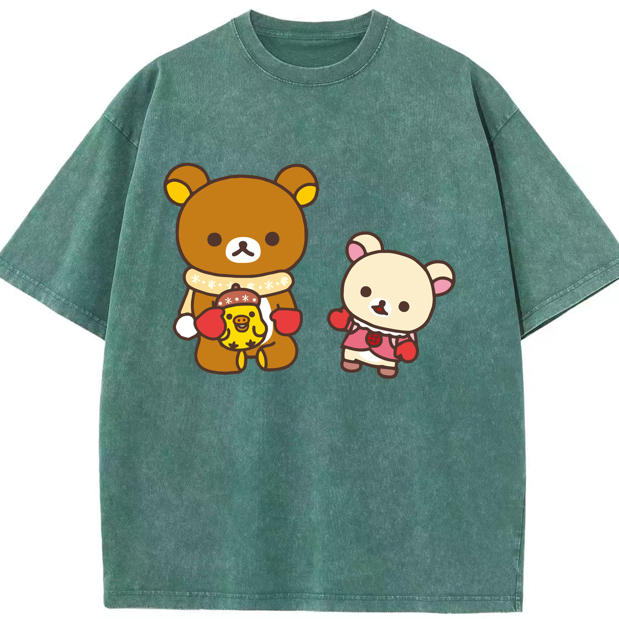 （画像用） リラックマ リラックマ キイロイトリ Rilakkuma Korilakkuma Kiiroitori 綿100% ヴィンテージ風 半袖Tシャツ（フロントプリント）
